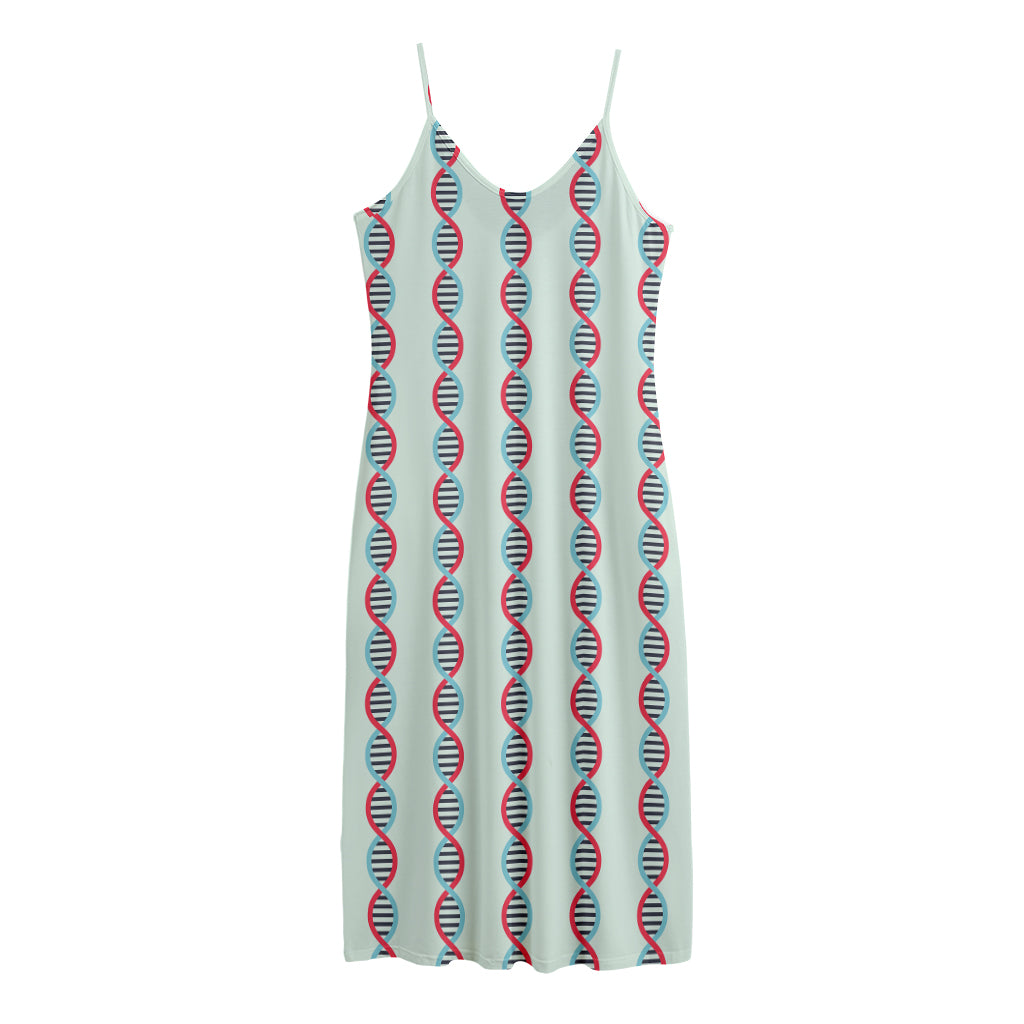 Red And Blue DNA Pattern Print Jersey Midi Cami Dress