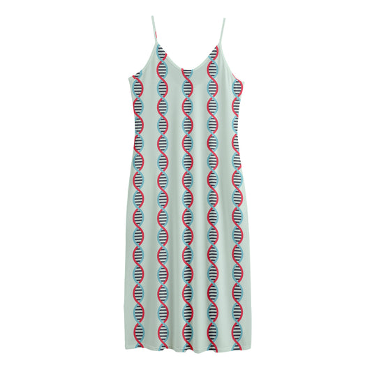 Red And Blue DNA Pattern Print Jersey Midi Cami Dress