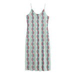 Red And Blue DNA Pattern Print Jersey Midi Cami Dress