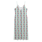 Red And Blue DNA Pattern Print Jersey Midi Cami Dress