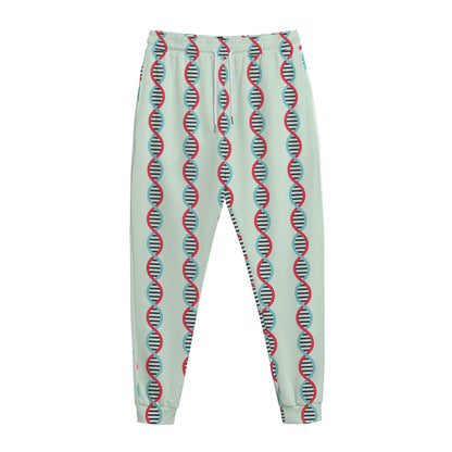 Red And Blue DNA Pattern Print Jogger Pants
