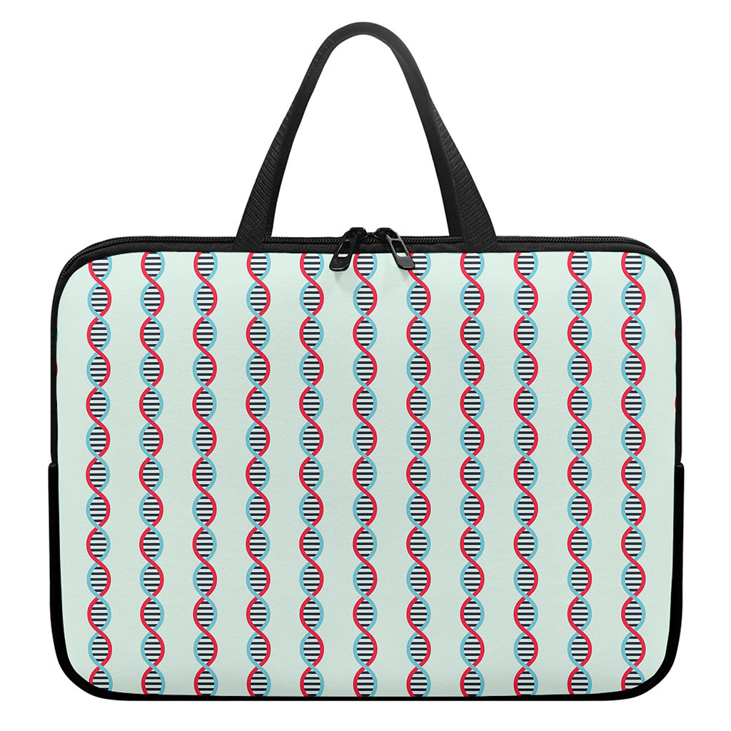 Red And Blue DNA Pattern Print Laptop Sleeve With Handle