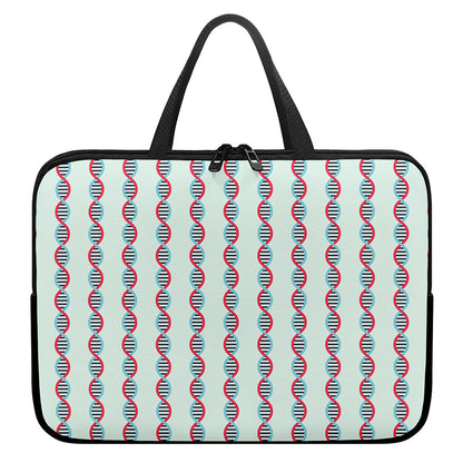 Red And Blue DNA Pattern Print Laptop Sleeve With Handle