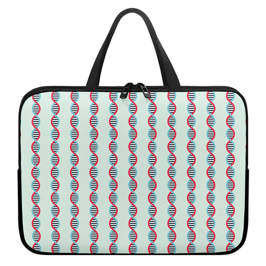 Red And Blue DNA Pattern Print Laptop Sleeve With Handle