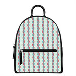 Red And Blue DNA Pattern Print Leather Backpack