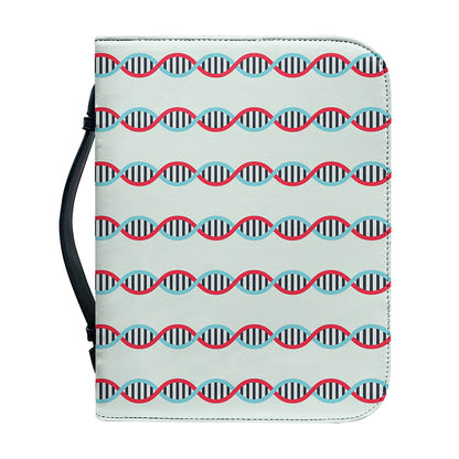 Red And Blue DNA Pattern Print Leather Bible Cover