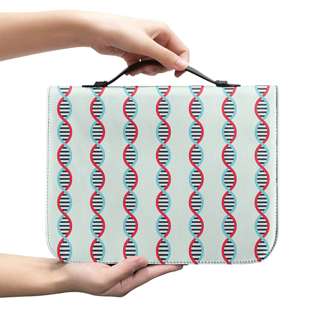 Red And Blue DNA Pattern Print Leather Bible Cover