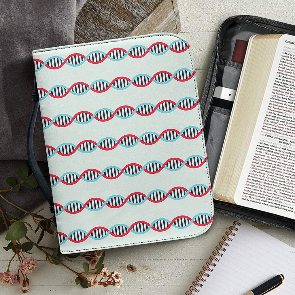Red And Blue DNA Pattern Print Leather Bible Cover