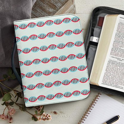 Red And Blue DNA Pattern Print Leather Bible Cover