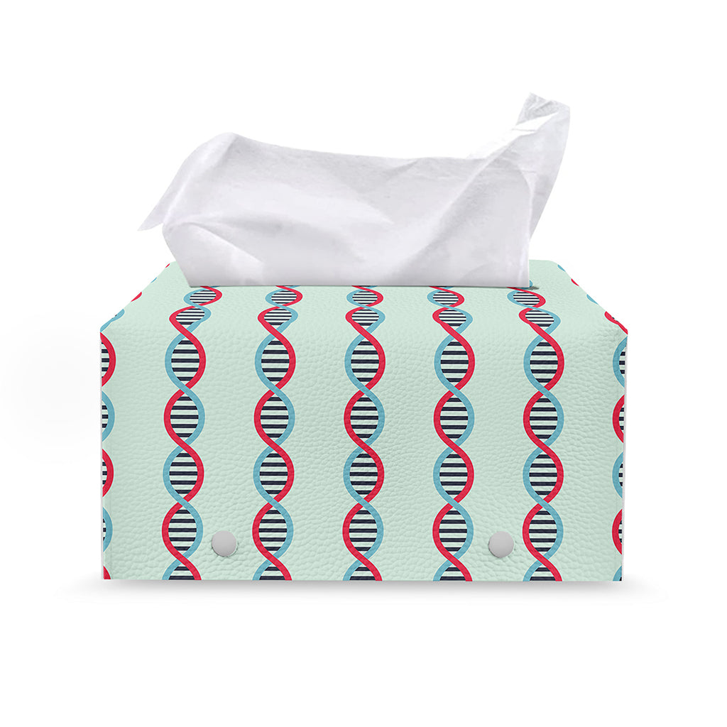 Red And Blue DNA Pattern Print Leather Tissue Box Cover