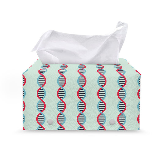 Red And Blue DNA Pattern Print Leather Tissue Box Cover