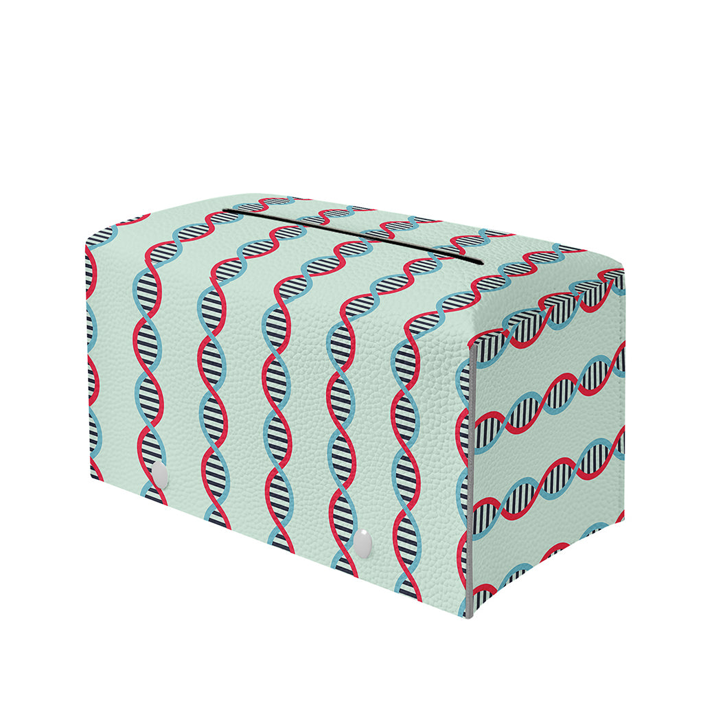 Red And Blue DNA Pattern Print Leather Tissue Box Cover