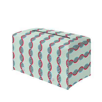 Red And Blue DNA Pattern Print Leather Tissue Box Cover
