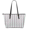 Red And Blue DNA Pattern Print Leather Tote Bag With Zipper