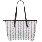 Red And Blue DNA Pattern Print Leather Tote Bag