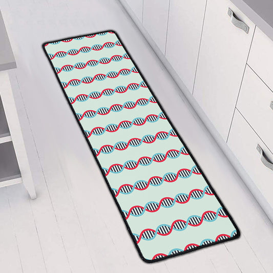 Red And Blue DNA Pattern Print Long Kitchen Mat