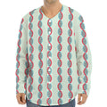 Red And Blue DNA Pattern Print Long Sleeve Baseball Jersey