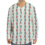 Red And Blue DNA Pattern Print Long Sleeve Baseball Jersey