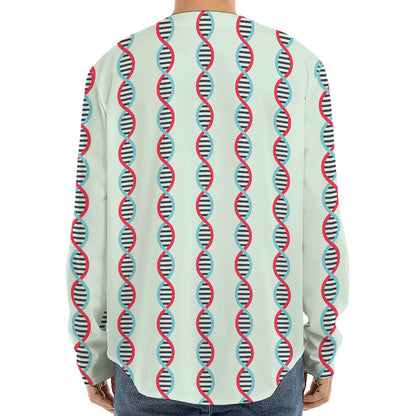 Red And Blue DNA Pattern Print Long Sleeve Baseball Jersey