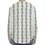 Red And Blue DNA Pattern Print Long Sleeve Baseball Jersey