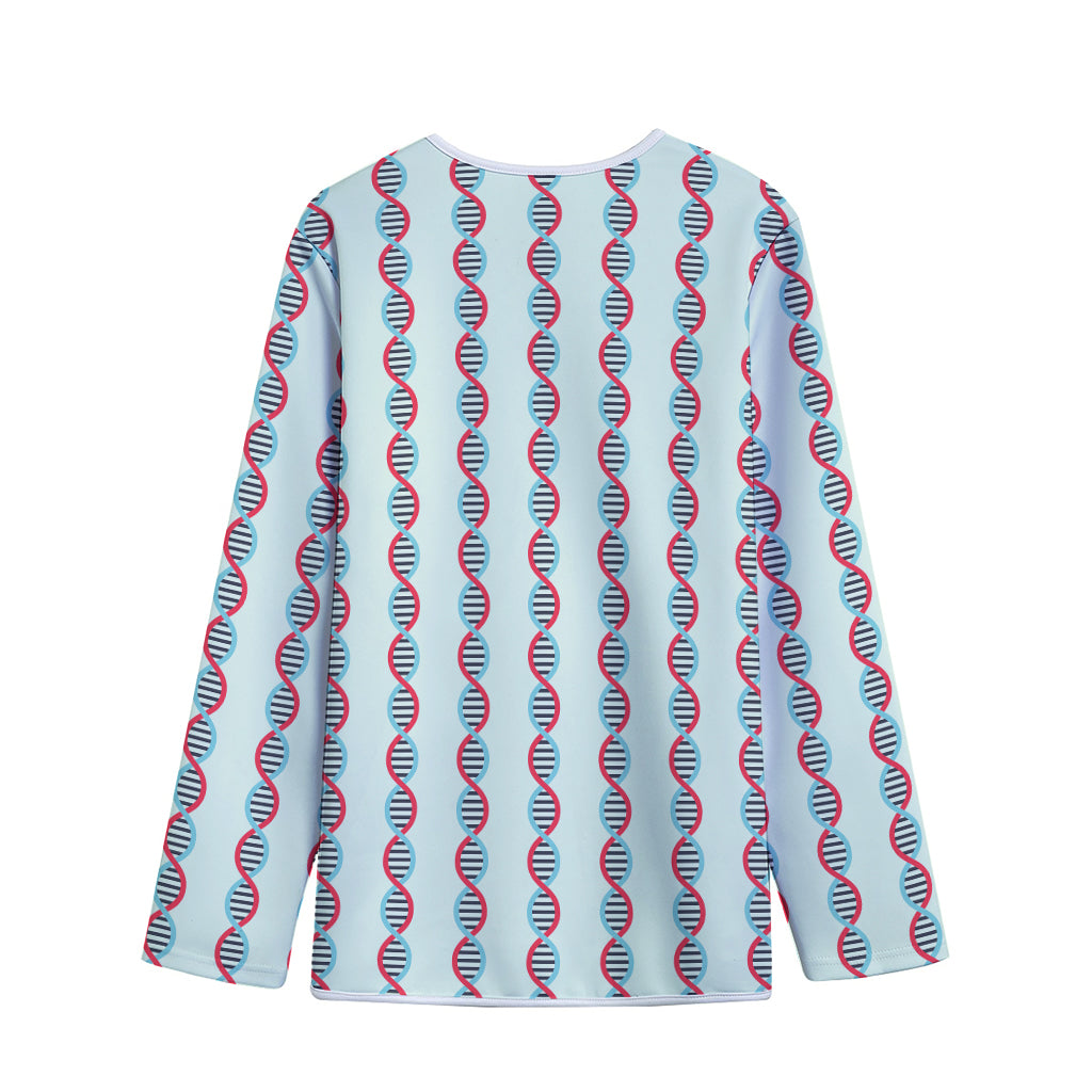 Red And Blue DNA Pattern Print Long Sleeve Short Coat