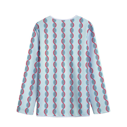 Red And Blue DNA Pattern Print Long Sleeve Short Coat