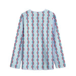 Red And Blue DNA Pattern Print Long Sleeve Short Coat