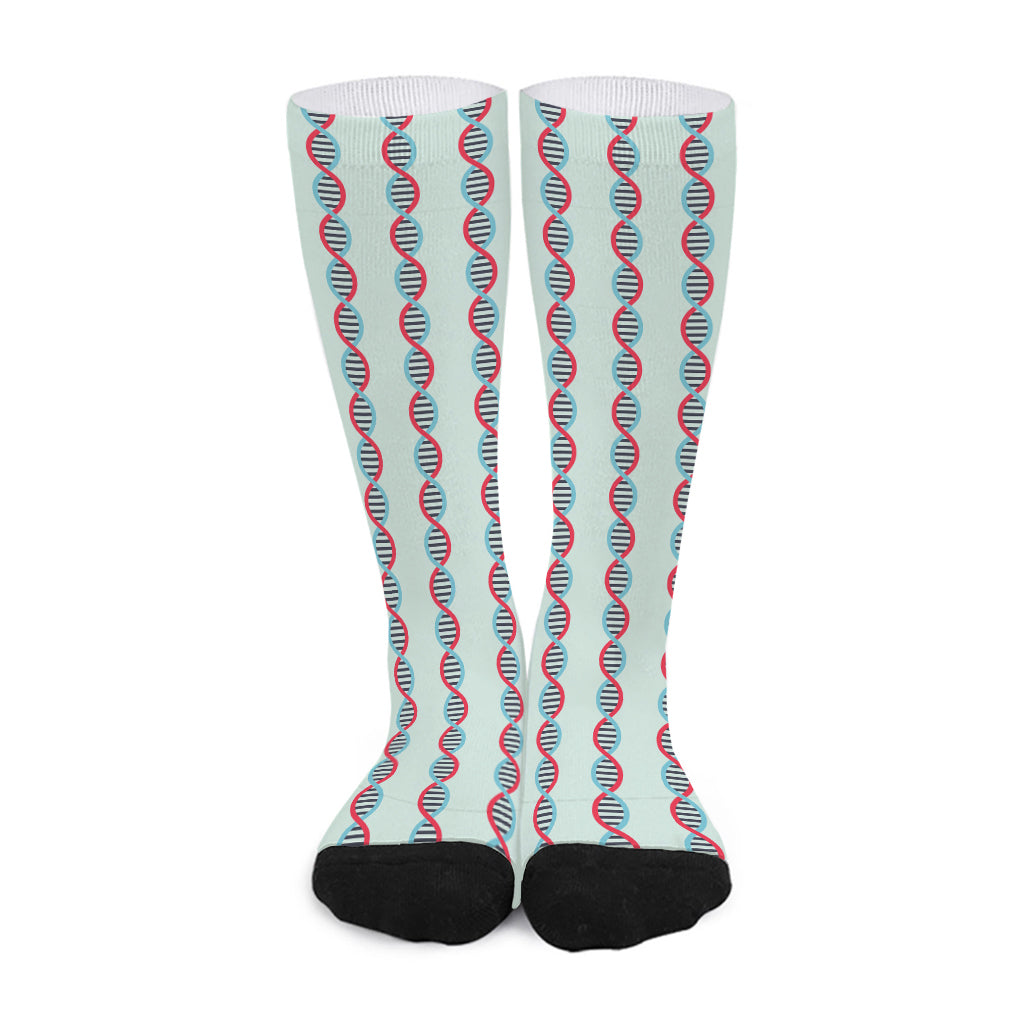 Red And Blue DNA Pattern Print Long Socks