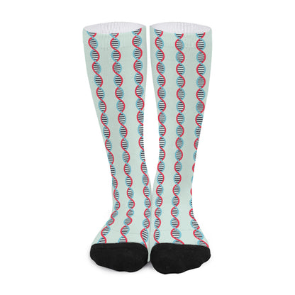 Red And Blue DNA Pattern Print Long Socks
