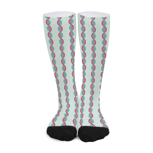 Red And Blue DNA Pattern Print Long Socks