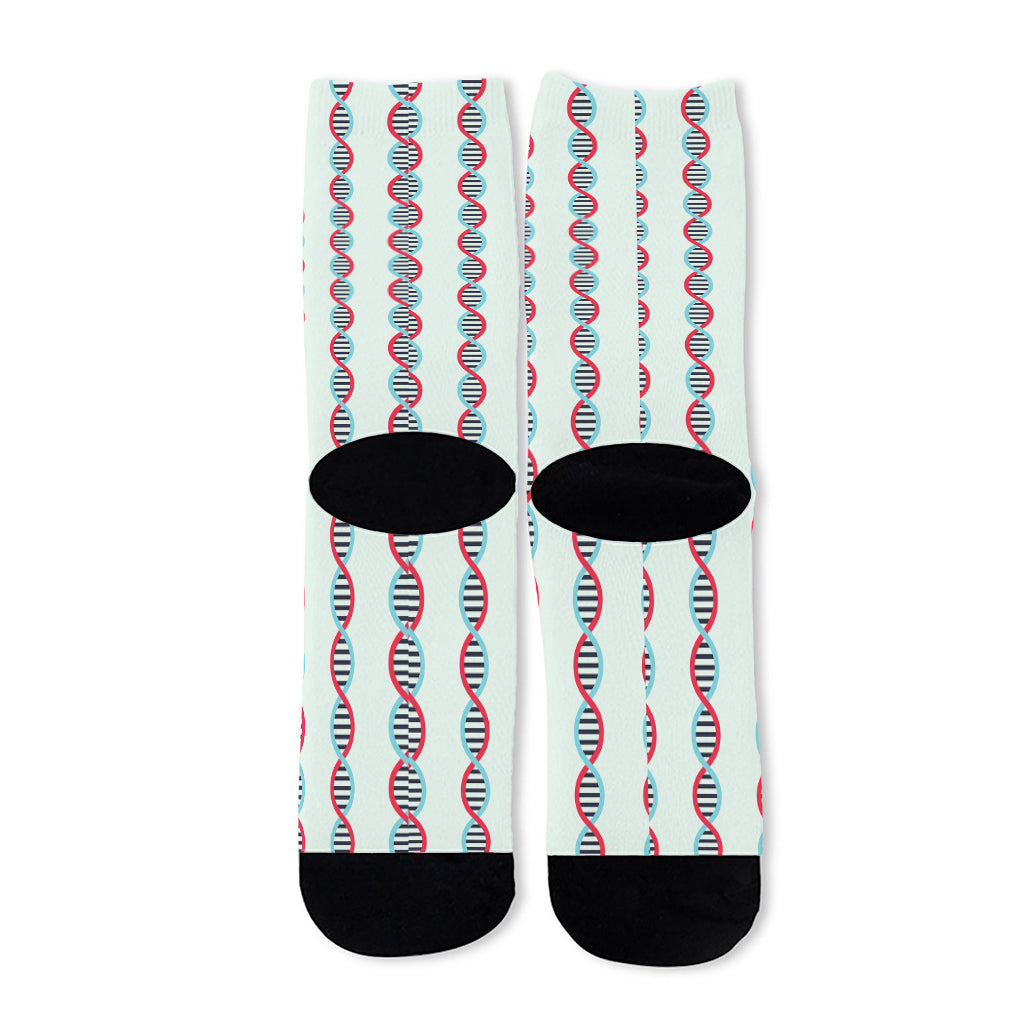 Red And Blue DNA Pattern Print Long Socks