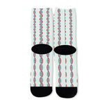 Red And Blue DNA Pattern Print Long Socks