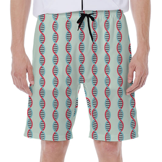 Red And Blue DNA Pattern Print Men's Beach Shorts