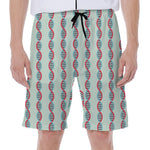 Red And Blue DNA Pattern Print Men's Beach Shorts