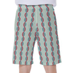 Red And Blue DNA Pattern Print Men's Beach Shorts