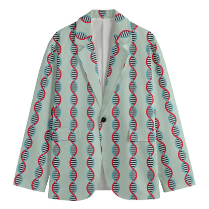 Red And Blue DNA Pattern Print Men's Blazer
