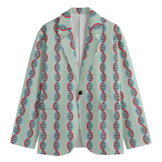 Red And Blue DNA Pattern Print Men's Blazer