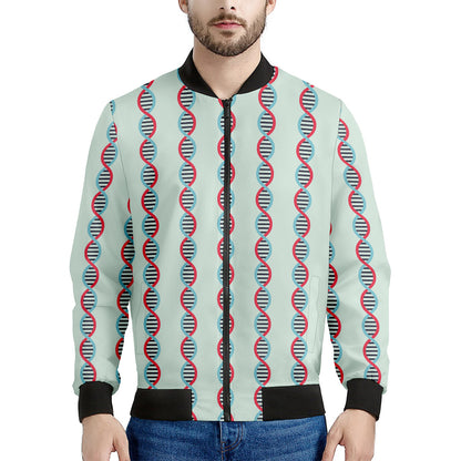 Red And Blue DNA Pattern Print Men's Bomber Jacket