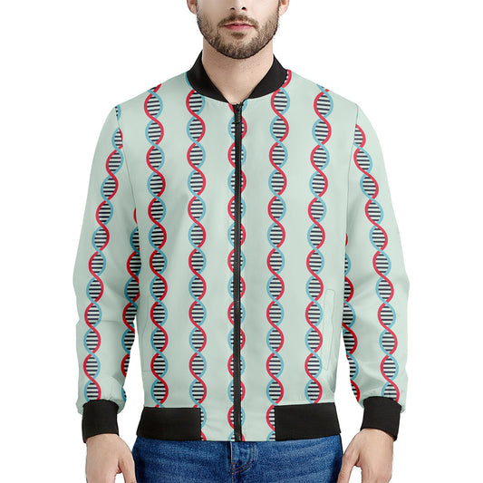 Red And Blue DNA Pattern Print Men's Bomber Jacket