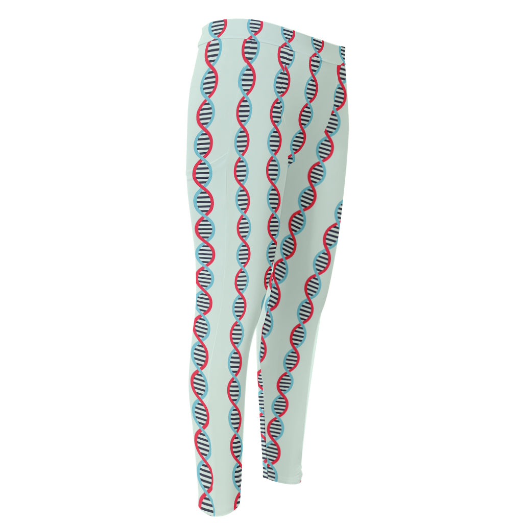Red And Blue DNA Pattern Print Men's Compression Pants