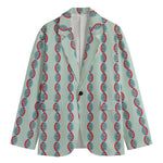 Red And Blue DNA Pattern Print Men's Cotton Blazer