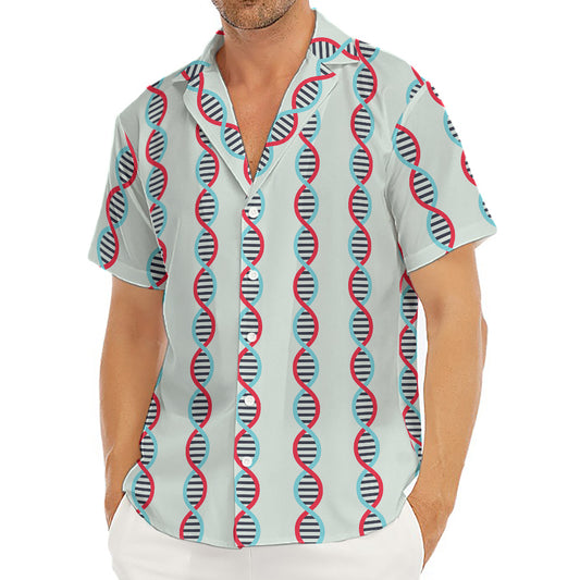 Red And Blue DNA Pattern Print Men's Deep V-Neck Shirt