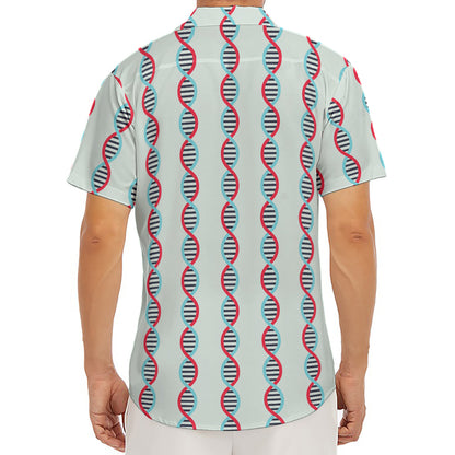 Red And Blue DNA Pattern Print Men's Deep V-Neck Shirt