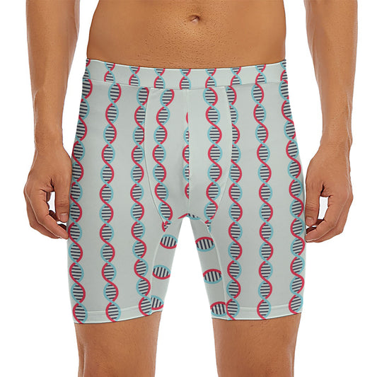 Red And Blue DNA Pattern Print Men's Long Boxer Briefs