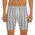 Red And Blue DNA Pattern Print Men's Long Boxer Briefs