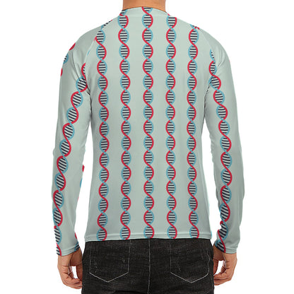 Red And Blue DNA Pattern Print Men's Long Sleeve Rash Guard