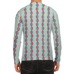 Red And Blue DNA Pattern Print Men's Long Sleeve Rash Guard
