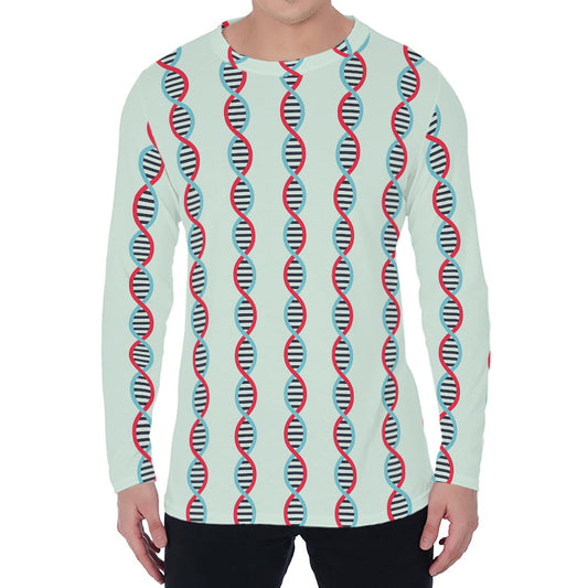 Red And Blue DNA Pattern Print Men's Long Sleeve T-Shirt
