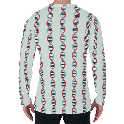 Red And Blue DNA Pattern Print Men's Long Sleeve T-Shirt