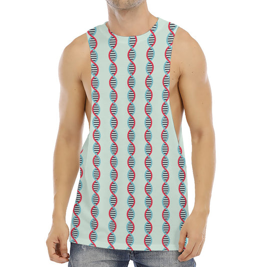 Red And Blue DNA Pattern Print Men's Muscle Tank Top